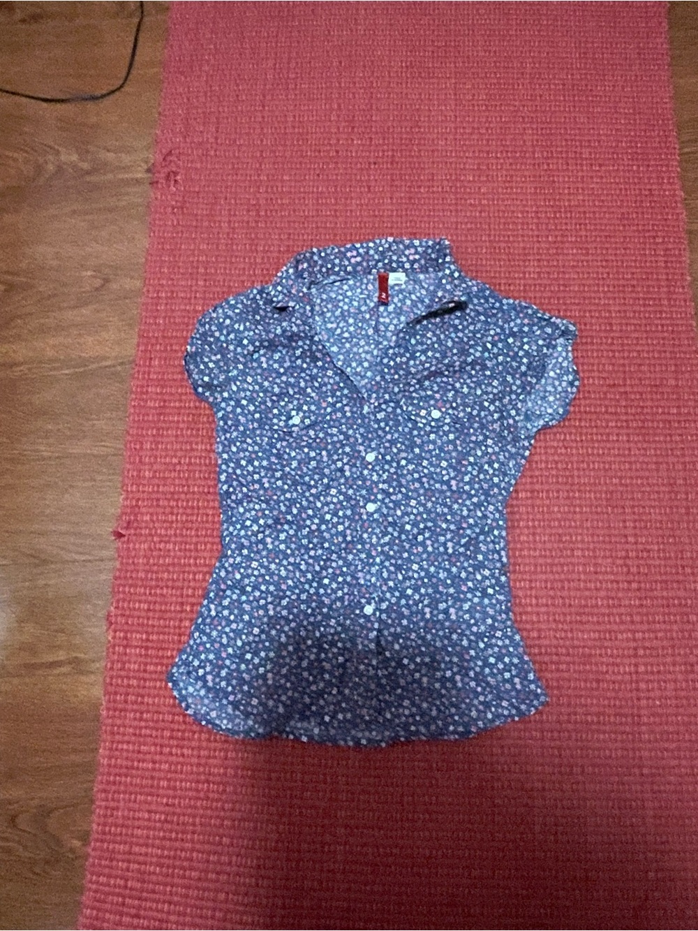 H&M Blue Floral Button-Down Blouse